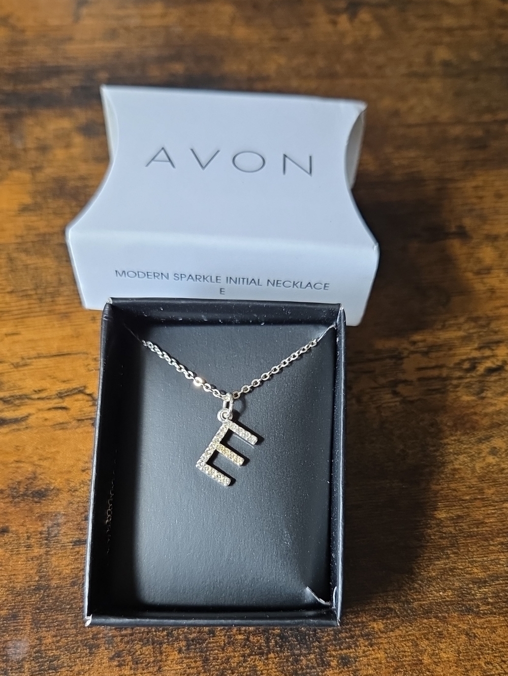 Avon Silver-tone Pavé 'E' Initial Necklace